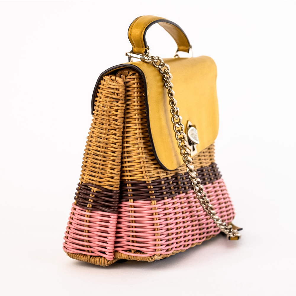 Kate Spade New York Romy Wicker Leather Trim Medium Top Handle Bag $358 - Picture 7 of 15